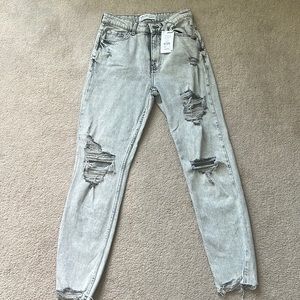 Grey Slim Straight High Waist jeans (4)